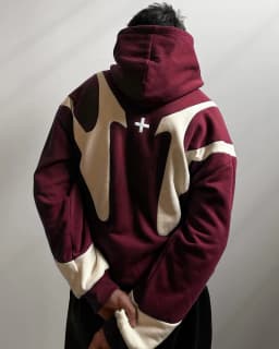 Nl25h Gothic Burgundy Geometric Zipper Hoodie Autumn New Casual Men Sportswear Y2k Retro Oversized Loose Hoodie Warm Sweatshirt