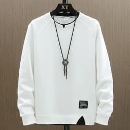 2025 New Mens Casual Sweatshirts Harajuku Solid Color Fashion Fake Two Pieces O-Neck Sweatshirt Hoodies Hip Hop Male Streetwear