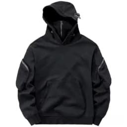 Men's Techwear Zip Up Hoodies Dark Souls Cyberpunk Sweatshirts High Neck Mask Windproof Pullovers Dark Black Cargo Tops
