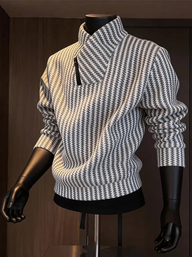 Thickened Stand Collar Sweatshirt Men's Casual Style Inner Wear Base Shirt Heavyweight Leisure Top for Autumn Winter