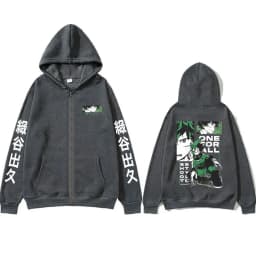 Anime My Hero Academia Midoriya Izuku Zipper Hoodie Men Women Casual Vintage Zip Up Jacket Male Manga Cosplay Zip Up Sweatshirt