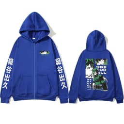 Anime My Hero Academia Midoriya Izuku Zipper Hoodie Men Women Casual Vintage Zip Up Jacket Male Manga Cosplay Zip Up Sweatshirt