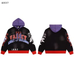 High Street Embroidery Washed Cross Zipper Hooded Hoodies for Men Streetwear Cardigan Loose Terry Sweatshirt Jacket Oversized