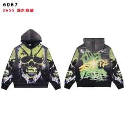 High Street Embroidery Washed Cross Zipper Hooded Hoodies for Men Streetwear Cardigan Loose Terry Sweatshirt Jacket Oversized