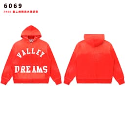 High Street Embroidery Washed Cross Zipper Hooded Hoodies for Men Streetwear Cardigan Loose Terry Sweatshirt Jacket Oversized