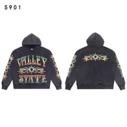 High Street Embroidery Washed Cross Zipper Hooded Hoodies for Men Streetwear Cardigan Loose Terry Sweatshirt Jacket Oversized