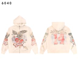 High Street Embroidery Washed Cross Zipper Hooded Hoodies for Men Streetwear Cardigan Loose Terry Sweatshirt Jacket Oversized