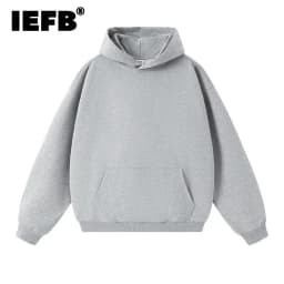 IEFB New Autumn Men's Sweatshirts Hooded Solid Color Lager Pocket Casual Thick Menswear Loose Pullover Male Hoodies 9W424