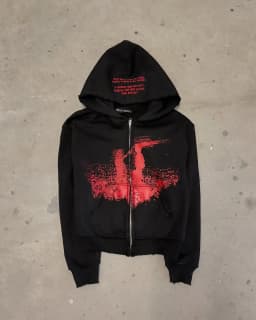 Y2K Retro Grunge Hip Hop Zip Up Hoodie Gothic Pattern Oversized Loose Sweatshirts Harajuku Women Streetwear Fashion Men Clothing