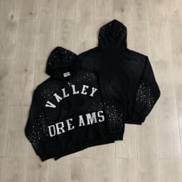 Streetwear Shinning Diamond Zipper Terry Hooded Hoodie for Men Oversized Graffiti Flame Cardigan Rhinestone Sweatshirt Jacket
