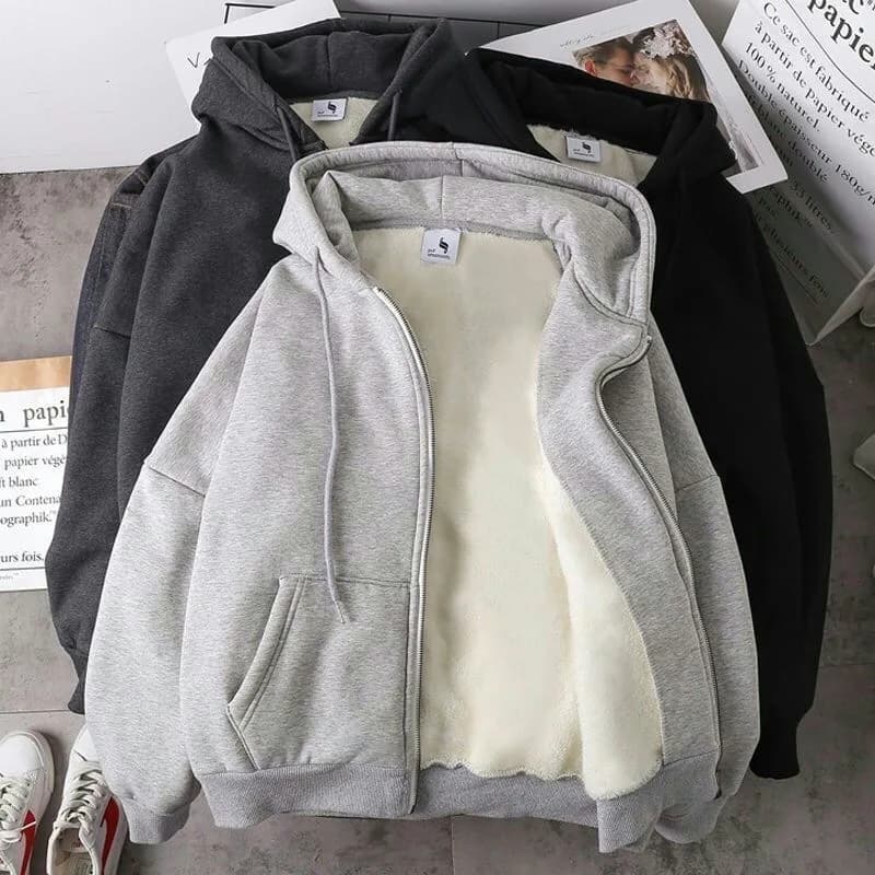 Fashionable Men's New Fleece Hooded Sweatshirt Men's Versatile Cold Resistant Casual Hoodie Men's Cardigan Jacket