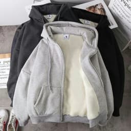 Fashionable Men's New Fleece Hooded Sweatshirt Men's Versatile Cold Resistant Casual Hoodie Men's Cardigan Jacket