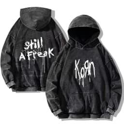 Korn Rock Band Vintage Washed Hoodies Korn Rock Hooded Sweatshirts Punk Oversized Long Sleeves Fashion Casual Pullover Unisex