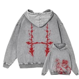 Japanese Anime Jujutsu Kaisen Print Hooded Pullover Men Hip Hop Sweatshirt Vintage Hoodie Harajuku Cotton Sweatshirts