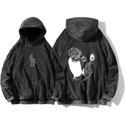 Japanese Anime Jujutsu Kaisen Print Hooded Pullover Men Hip Hop Sweatshirt Vintage Hoodie Harajuku Cotton Sweatshirts