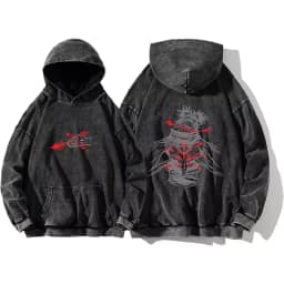 Japanese Anime Jujutsu Kaisen Print Hooded Pullover Men Hip Hop Sweatshirt Vintage Hoodie Harajuku Cotton Sweatshirts