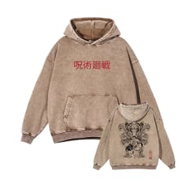 Japanese Anime Jujutsu Kaisen Print Hooded Pullover Men Hip Hop Sweatshirt Vintage Hoodie Harajuku Cotton Sweatshirts