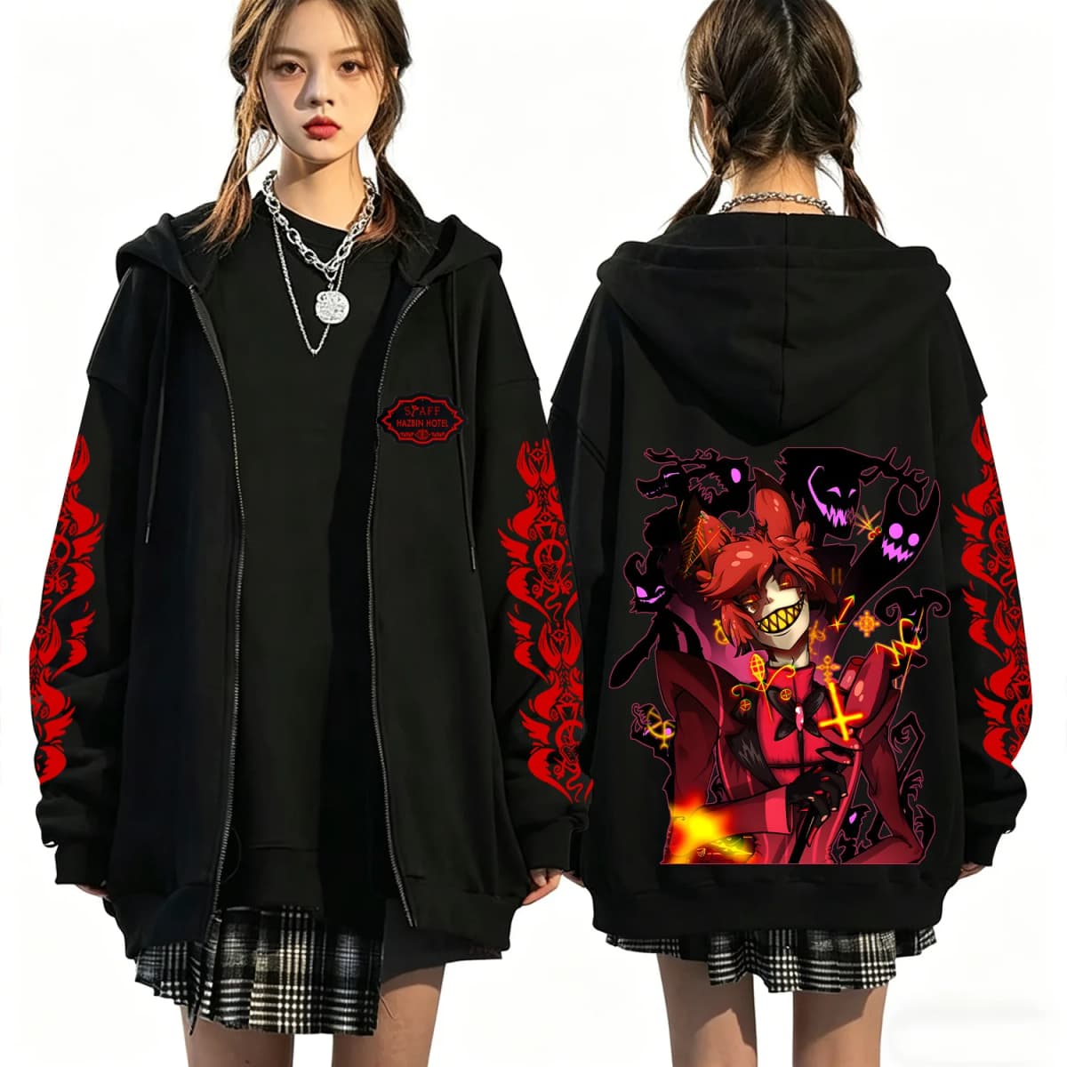 Hazbin Hotel 2026 New Anime 2D Print Hoodie Fun Style Men's and Women's Zip-up Sweatshirt