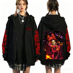 Hazbin Hotel 2026 New Anime 2D Print Hoodie Fun Style Men's and Women's Zip-up Sweatshirt