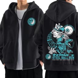 Anime Jojo Bizarre Adventure Zipper Hoodies STEEL BALL RUN Diego Brando Manga Zip Up Sweatshirts Men's Fashion Casual Pullovers