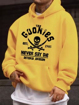Distressed Goonies Never Say Die Mens Sweatshirt Fashion Casual Hoodies Soft Loose Pullovers Fleece Autumn Unisex Clothing