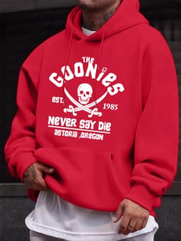 Distressed Goonies Never Say Die Mens Sweatshirt Fashion Casual Hoodies Soft Loose Pullovers Fleece Autumn Unisex Clothing