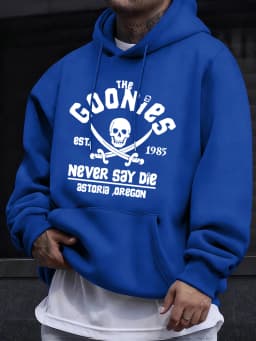 Distressed Goonies Never Say Die Mens Sweatshirt Fashion Casual Hoodies Soft Loose Pullovers Fleece Autumn Unisex Clothing
