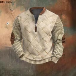 2026 Spring Autumn 3D Printed Sweatshirts Men's Outdoor Casual Long Sleeve Hoodies Stand Collar Pullover Tops Youth Men Sweaters