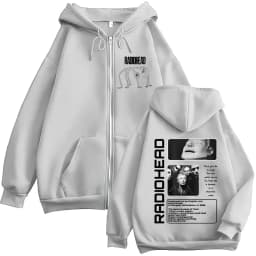Rock Band Radiohead The Bends Zipper Hoodies Men's Fashion Hip Hop Vintage Zip Up Sweatshirts Jackets Coat Oversized Streetwear