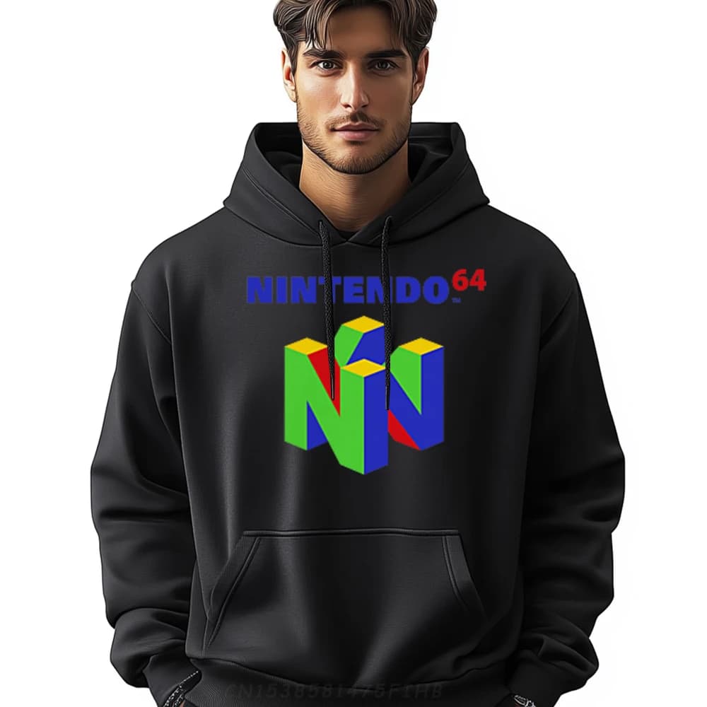 Chest Pocket N64 Hoodies Gift Idea Funny Hoodies Casual Special O-Neck Hoodies Long Sleeve
