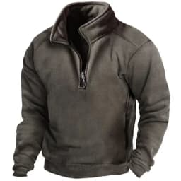 2026 Mens Half-Zip Sweatshirts Autumn Male Stand Collar Loose Solid Color Pullover New Man Trend Casual Army Green Hoodies