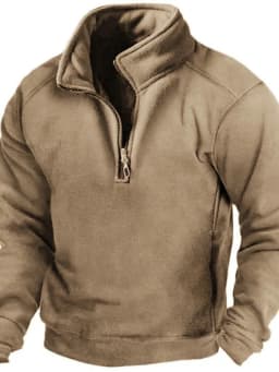 2026 Mens Half-Zip Sweatshirts Autumn Male Stand Collar Loose Solid Color Pullover New Man Trend Casual Army Green Hoodies