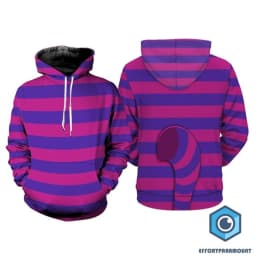 Cheshire Cat all-over print 3D hoodie, Alice in Wonderland Halloween cosplay shirt, cat Halloween costume sweatshirt