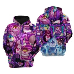 Cheshire Cat all-over print 3D hoodie, Alice in Wonderland Halloween cosplay shirt, cat Halloween costume sweatshirt