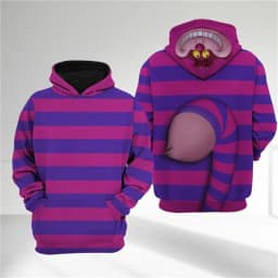 Cheshire Cat all-over print 3D hoodie, Alice in Wonderland Halloween cosplay shirt, cat Halloween costume sweatshirt