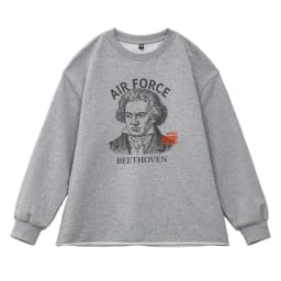 Maden Men‘s Vintage Embroidery Sweatshirt Grey Print Loose Fit Pullover Cotton Rolled Hem Long Sleeve Tee for Spring/Autumn