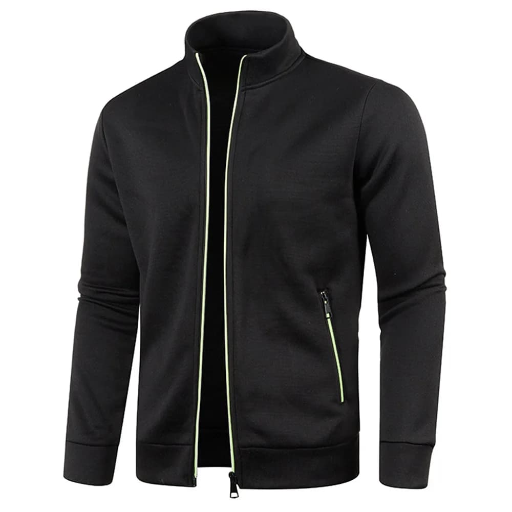 Men Zipper Jackets Standing Collar Sweatshirt Outdoor Streetwear Casual Coat Long Sleeve Sweater Coats