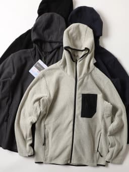 Warm Fleece Outdoor Hooded Open Cardigan Sweatshirt Casual Sporty Japanese Style Wave Patterned Men's Long Sleeve Zipper Jacket
