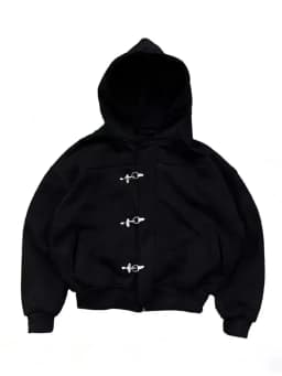 Fashionable American Retro Hoodie Y2k Design Sense High Street Personality Button Solid Color Long Sleeve Pullover Hoodie Jacket
