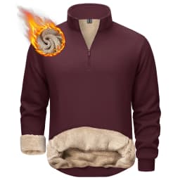TACVASEN Mens Turtleneck Fleece Sweatshirts Casual Quarter Zip Sherpa Lined Sweatshirt Running Sports Hoodie Pullovers Tops Male