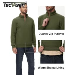 TACVASEN Mens Turtleneck Fleece Sweatshirts Casual Quarter Zip Sherpa Lined Sweatshirt Running Sports Hoodie Pullovers Tops Male