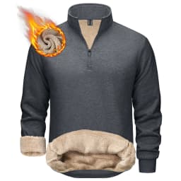 TACVASEN Mens Turtleneck Fleece Sweatshirts Casual Quarter Zip Sherpa Lined Sweatshirt Running Sports Hoodie Pullovers Tops Male