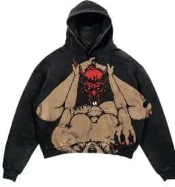 Men Winter y2k Goth Harajuku American street lettering portrait printed wash hoodie couple fashion casual oversized sweatshirt