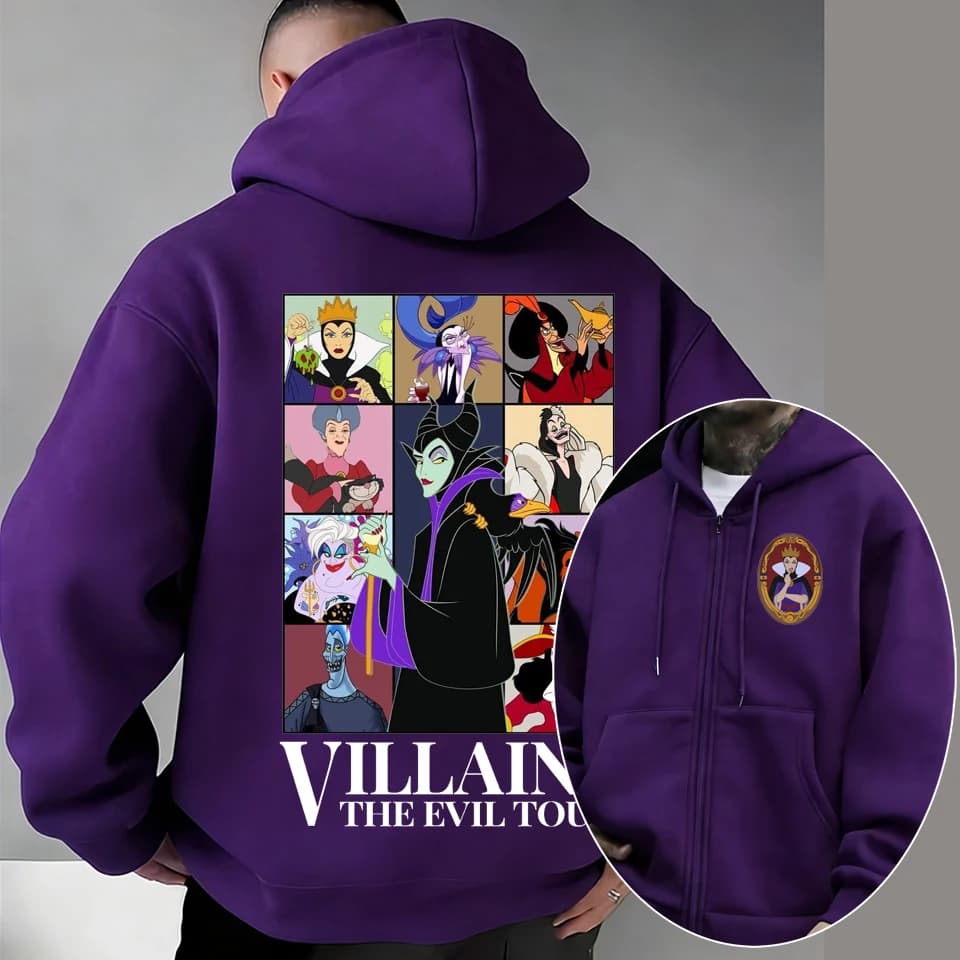 Villains Evil Queen Women Zipper Hoodie Cartoon Anime Spring Autumn Men Sweatshirt 2026 New Fashion Couple Jackets Coats