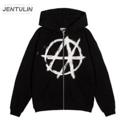 Harajuku Oversized Streetwear Zipper Pullover Men's Hoodies Antihype Graphic Zip Up Hooded Sweatshirt Hip Hop Aesthetic Goth Y2k
