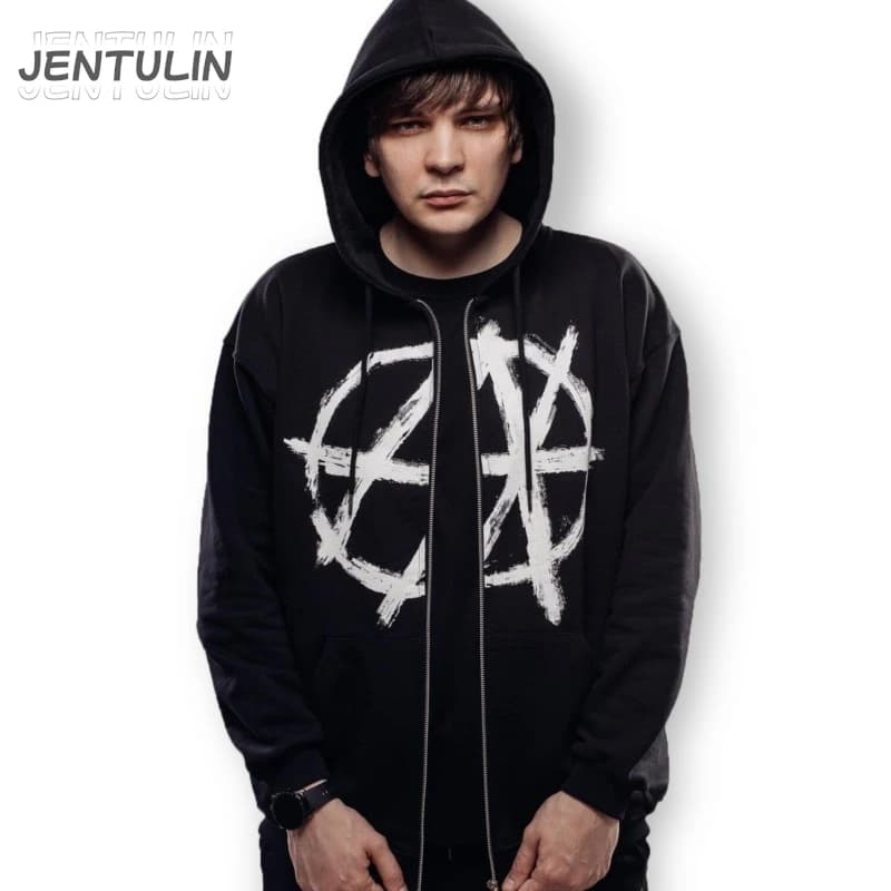 Harajuku Oversized Streetwear Zipper Pullover Men's Hoodies Antihype Graphic Zip Up Hooded Sweatshirt Hip Hop Aesthetic Goth Y2k
