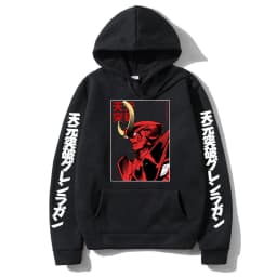 Anime Tengen Toppa Gurren Lagann Mecha Graphic Print Hoodie Men Loose Oversize Hoodies Vintage Manga Fashion Sweatshirt Pullover