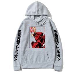 Anime Tengen Toppa Gurren Lagann Mecha Graphic Print Hoodie Men Loose Oversize Hoodies Vintage Manga Fashion Sweatshirt Pullover
