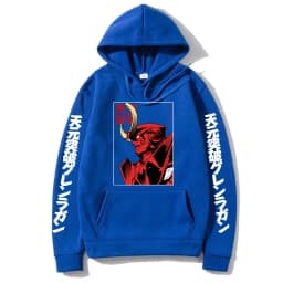 Anime Tengen Toppa Gurren Lagann Mecha Graphic Print Hoodie Men Loose Oversize Hoodies Vintage Manga Fashion Sweatshirt Pullover