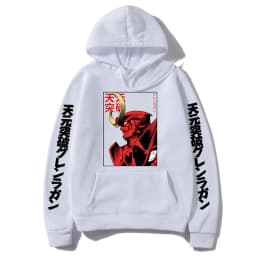 Anime Tengen Toppa Gurren Lagann Mecha Graphic Print Hoodie Men Loose Oversize Hoodies Vintage Manga Fashion Sweatshirt Pullover